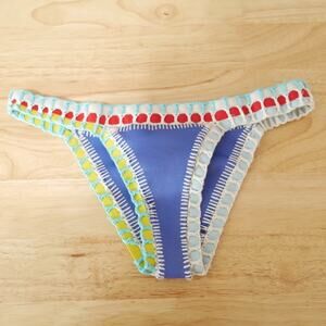 Kiini Small Bikini Bottom Multicolor Blue Crochet Swim Bottom Surf Resort Beach